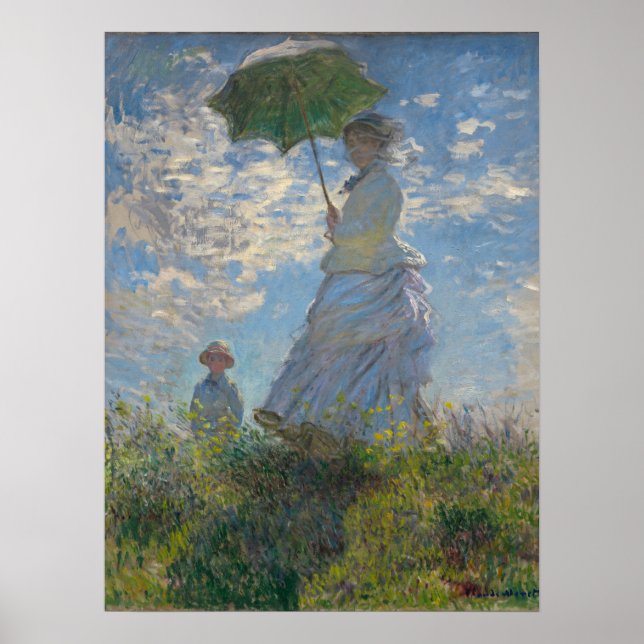 Affiche Femme avec parasol - Madame Monet et son fils (Devant)