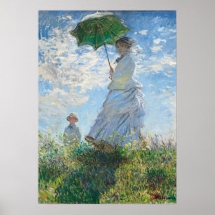 Affiche Femme avec Parasol, Madame Monet et Son Fils