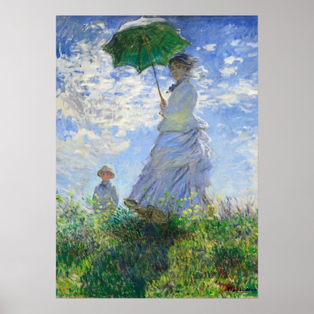 Affiche Femme avec Parasol, Madame Monet et Son Fils (Devant)