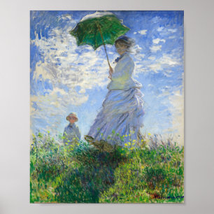 Affiche Femme avec Parasol, Madame Monet et Son Fils