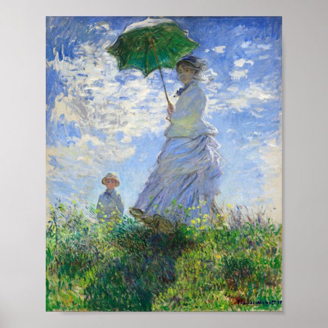 Affiche Femme avec Parasol, Madame Monet et Son Fils (Devant)