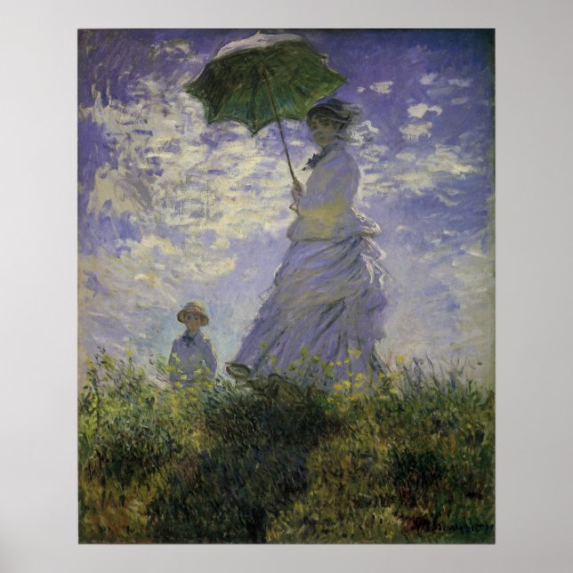 Affiche Femme avec parasol par Claude Monet, Art Vintage (Devant)