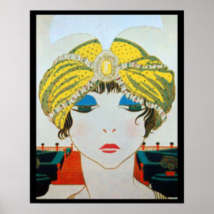 Affiche FEMME AVEC TURBAN JAUNE ORIENTAL / Mode Beauté