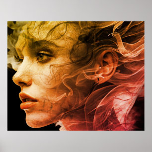 Affiche Femme avec une ambiance 1974 sur un mur carré