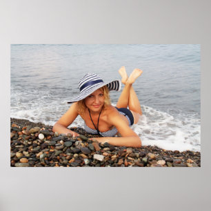 Affiche Femme blonde à la plage