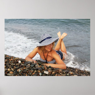 Affiche Femme blonde à la plage