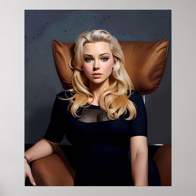 Affiche - Femme blonde générée par l'IA, apparence (Devant)