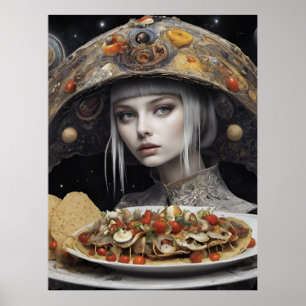 Affiche Femme blonde sur la planète Imaginaire Taco