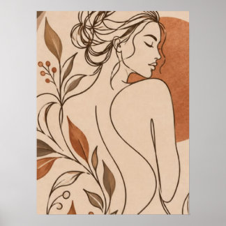 Affiche Femme Bohème Minimaliste Ligne Artistique et Solei