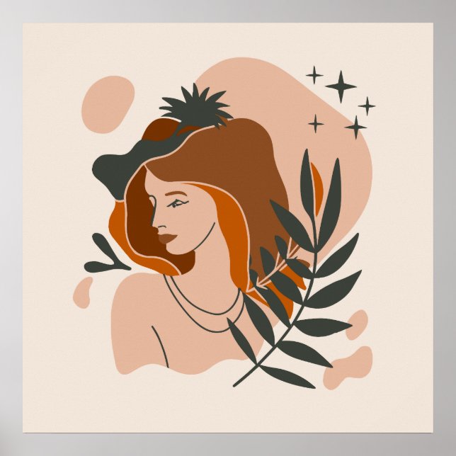 Affiche Femme Boho Étoiles (Devant)