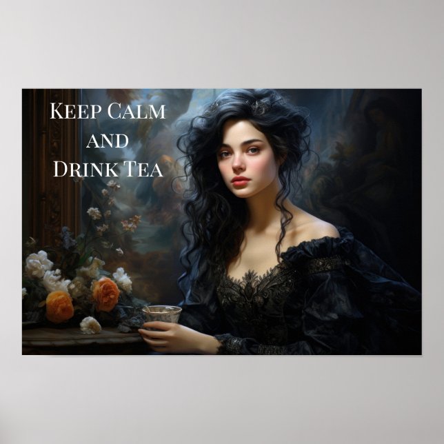 Affiche - Femme buvant du thé (Devant)