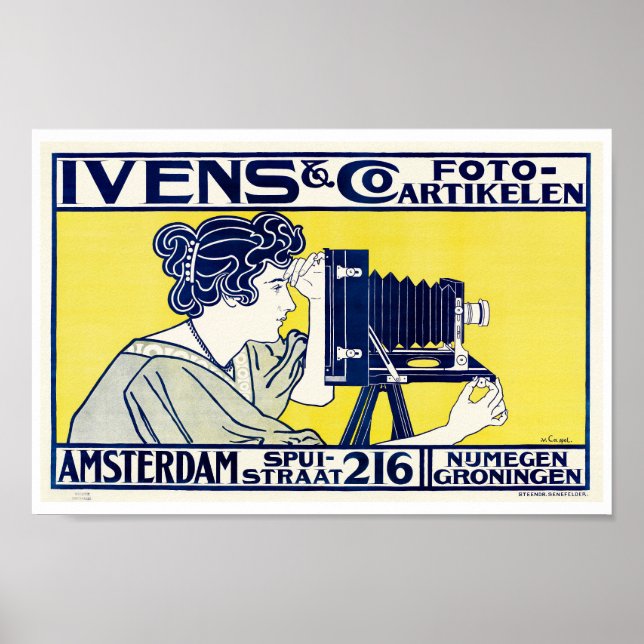 Affiche Femme caméra, photographe, Van Caspel (Devant)