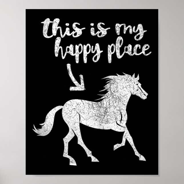 Affiche Femme Cheval Cute Riding Tee - Horseback Happy Pla (Devant)