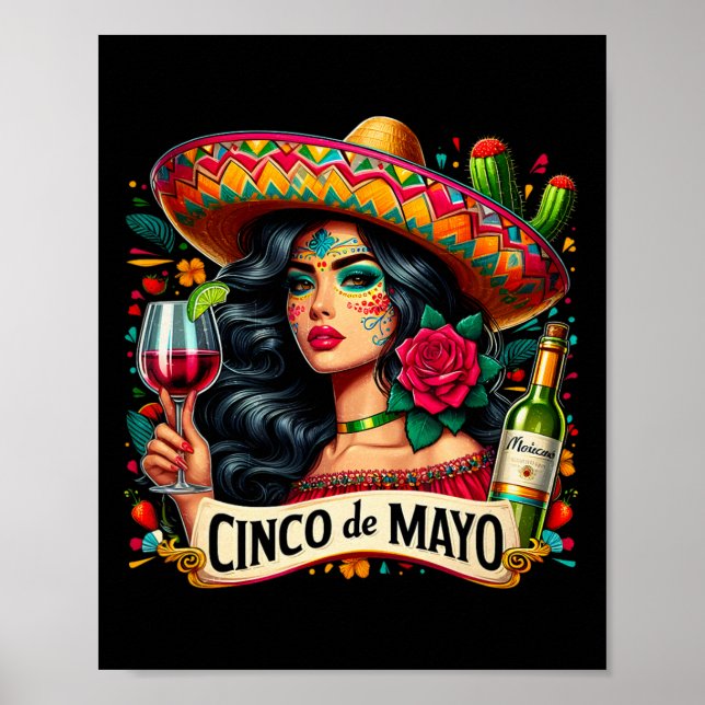 Affiche Femme Cinco De Mayo Drôle Cinco De Mayo Mexicain I (Devant)