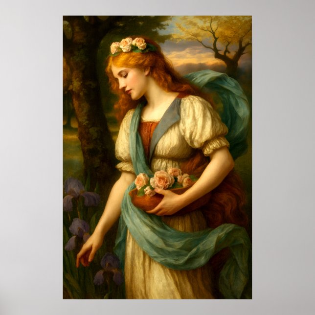 Affiche Femme cueillant des fleurs (Devant)