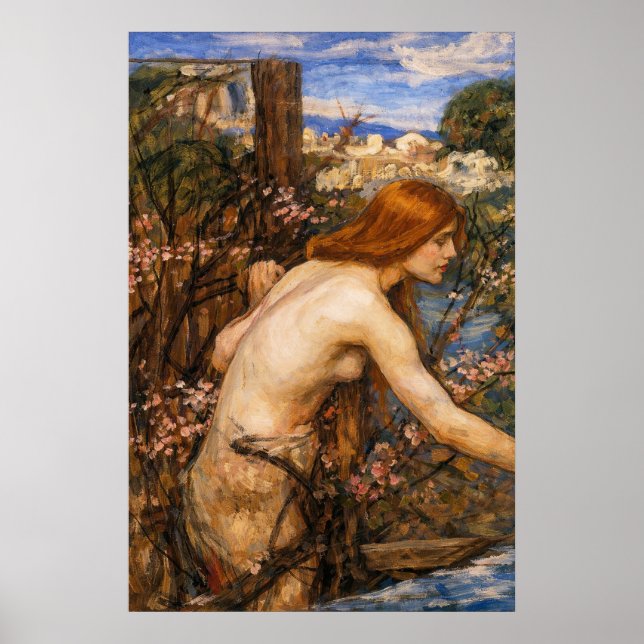 Affiche Femme cueillant des fleurs par John William Waterh (Devant)
