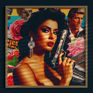 Affiche Femme d'action Rétrowave