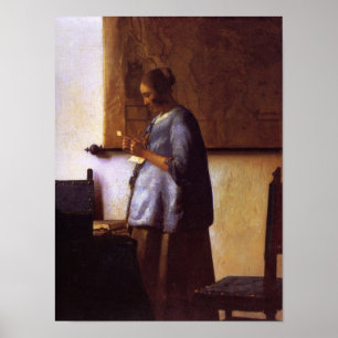 Affiche Femme dans le bleu lisant une lettre