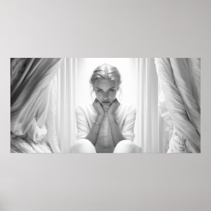 Affiche Femme dans un studio avec le visage dans les mains