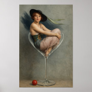 Affiche Femme dans un verre à Martini