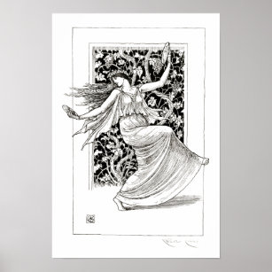 Affiche Femme dansante de l'Art Nouveau vintage par Walter