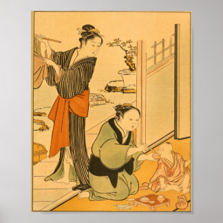Affiche Femme d'art mural japonaise vintage