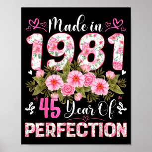 Affiche Femme de 45 ans fabriquée en 1981 Fleurie 45e anni