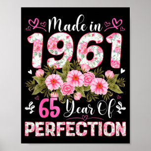 Affiche Femme de 65 ans fabriquée en 1961 Fleurie 65e anni