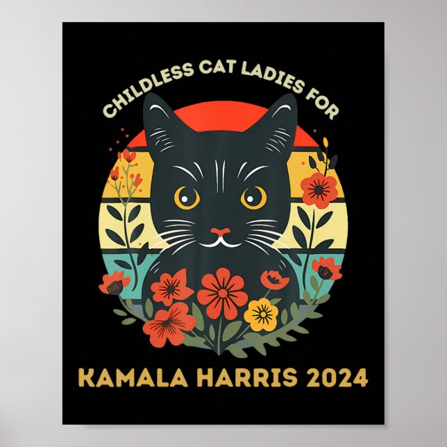 Affiche Femme De Chat Sans Enfant Pour Kamala Harris 2024 (Devant)