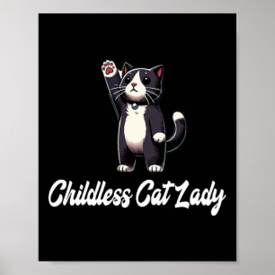 Affiche Femme de chat sans enfant -tuxedo Chat de levage P