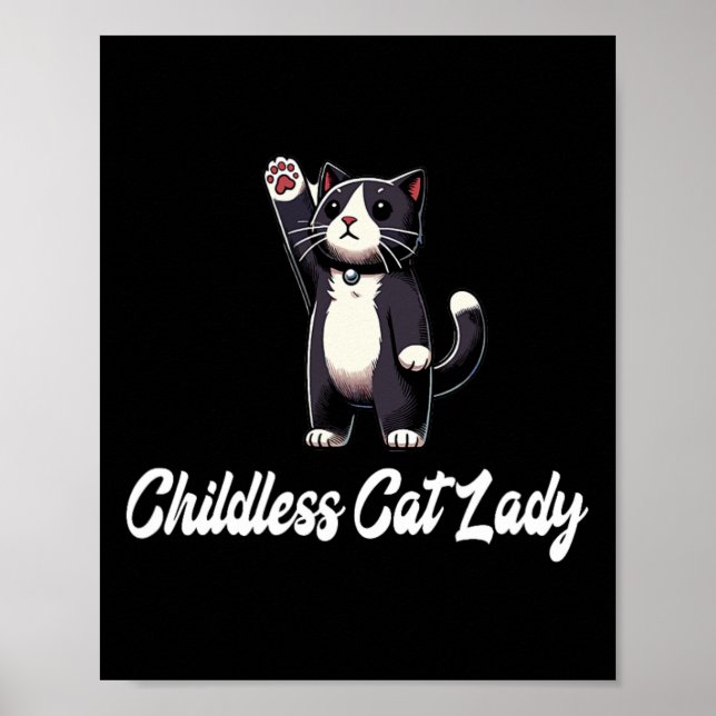 Affiche Femme de chat sans enfant -tuxedo Chat de levage P (Devant)