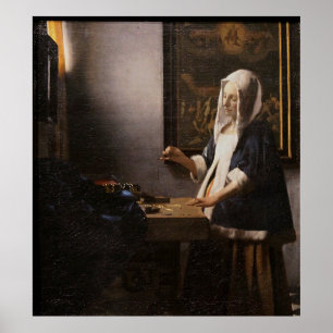 Affiche Femme de Johannes Vermeer tenant un équilibre