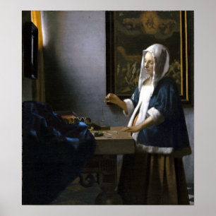 Affiche Femme de Johannes Vermeer tenant un équilibre