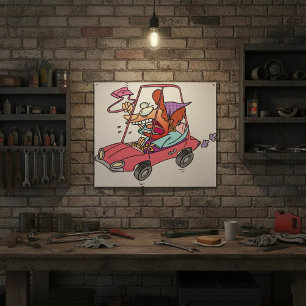 Affiche Femme de la route en colère conduisant une voiture