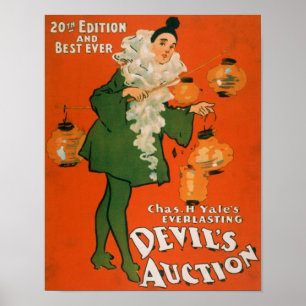 Affiche Femme de la vente aux enchères du diable dans le