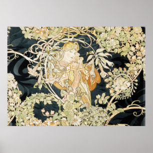 Affiche Femme de Mucha une marguerite des prés de La