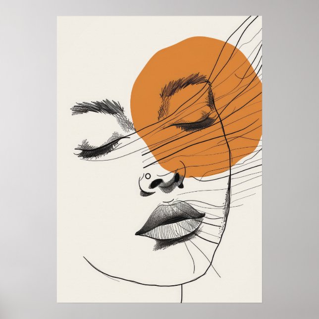 Affiche Femme de style Boho face soleil, Art en ligne (Devant)