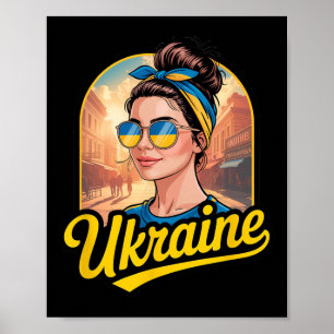 Affiche Femme de style rétro ukrainien Graphisme Fierté cu