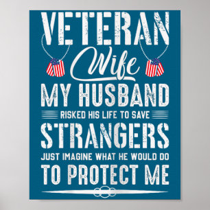 Affiche Femme de vétéran militaire cool mari de l'armée