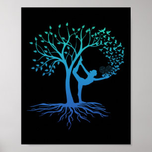 Affiche Femme de yoga avec arbre de vie Beau yoga