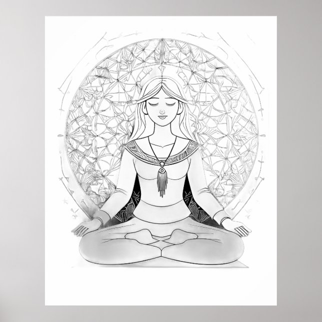 Affiche Femme de yoga en position lotus (Devant)