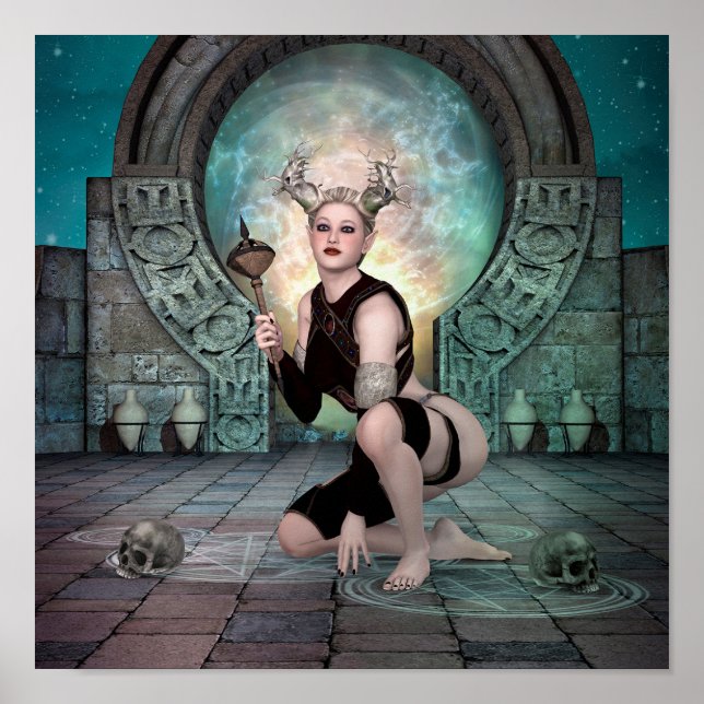 Affiche femme démon et stargate dimensionnel. (Devant)