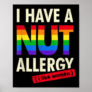 Affiche Femme Drôle Chemise Lesbienne J'Ai Une Allergie Nu