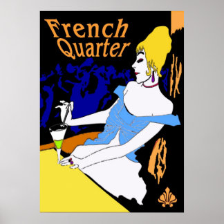 Affiche Femme du quartier français vintage