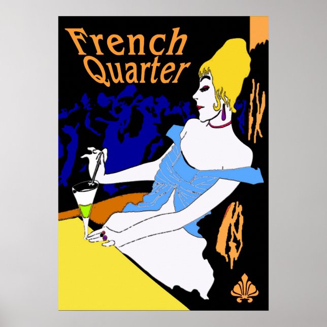 Affiche Femme du quartier français vintage (Devant)