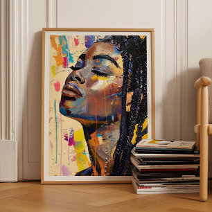 Affiche Femme Éclectique Peinture Pop Art Grande Œuvre d'