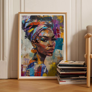 Affiche Femme Éclectique Peinture Pop Art Grande Œuvre d'A