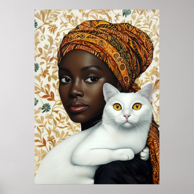 Affiche Femme élégante et chat (Devant)