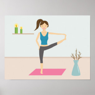 Affiche Femme élégante pratiquant le yoga dans une pièce é