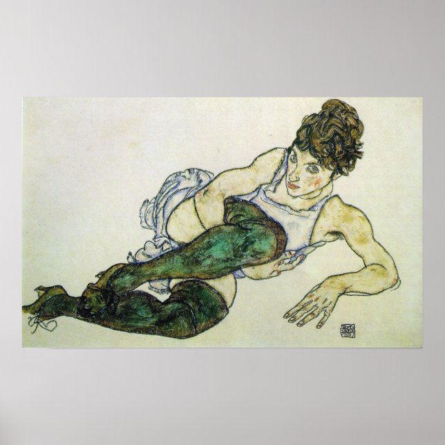Affiche Femme en attente, Egon Schiele 24W x 15H (Devant)
